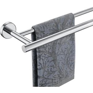 JQK Chrome Towel Bar, 24 Inch 304 Stainless Steel Thicken 0.8mm Double Bath Towel Rack for Bathroom, Towel Holder Polished Chrome Wall Mount, Total Length 27.16 Inch, TB100L24-CH