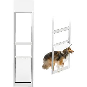 XL Dog Door for Sliding Glass Door Adjustable 75 to 81 Slider Height,All-Metal Framed & Panel with Rotating Screws