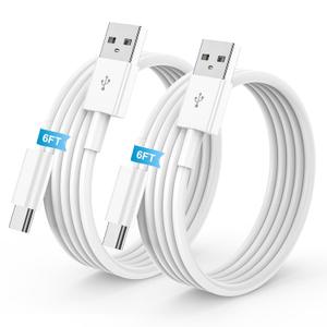 2Pack 6FT USB to USB C Cable for iPhone 17 16 15 Charger Cord, for Apple 17 16 15 Pro/Pro Max/Plus Type C Cord, for iPad Pro 12.9/11, Air 5th/4th Gen, Car Charger Carplay Charging Cable (White)