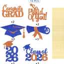3 x Double Sided Graduation Centerpiece 16PCS Congrats Grad Party Favors Glitter Table Top Supplies Blue Orange