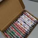 50 Pcs Christmas Pens Gift Bulk Cute Red Green Merry Christmas Retractable Ballpoint Gel Ink Pens Novelty Reindeer Santa Tree for Xmas Coworkers Holiday Parties Office Writing Supplies