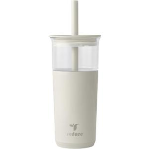 REDUCE Aspen 20 oz Vacuum Insulated Glass Tumbler with Lid & Extra Wide Straw - Keeps Drinks Cold for 12 Hrs - Ideal for Iced Coffee, Smoothies & Boba - Dishwasher Safe, Soft Base - Unbleached
