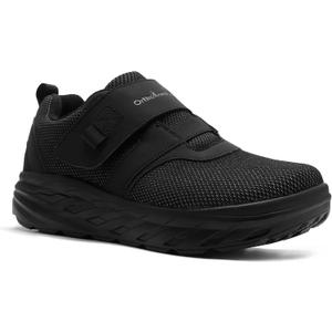 OrthoComfoot Women's Orthopedic Diabetic Wide Walking Shoes: Comfortable Casual Arch Support Plantar Fasciitis Loafers, Orthotic High Arch Swollen Feet Adjustable Work Shoes for Ankle and Heel Pain (K1-black)