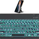 OMOTON Large Print Bluetooth Keyboard for iPad iPhone Windows Tablets - 7 - Color Backlit with Enlarged Keycaps, Rechargeable Wireless Keyboard for iPad 10th/9/8/7, iPad Pro Air Mini etc (Black)