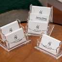 SEVENY Business Card Holder, Clear Acrylic Cards Organizer Stand for Men and Women, Business Cards Case Rack 1 Pack, Holds 180 Cards-3 Slot