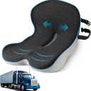 leqsdijk Seat Cushion for Truck Driver, Memory Foam Truck Seat Cushion with L-Shaped Ergonomic Design, Lumbar Support Pillow & Tailbone Pain Relief for Long Driving, Semi Truck Accessories (Average Size)