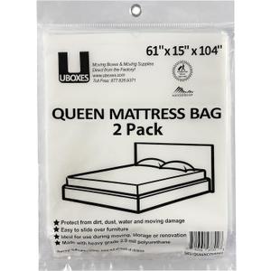 uBoxes Queen Size Mattress Covers/Bags 61" x 15" x 104" (Pack of 2) Moving Supplies