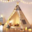 Teepee Tent for Kids with Light & Mat, Toddler Tents Indoor Play Tent Playhouse, Toddler Tipi Cotton, tee Pee Tents for Kids Indoor, Boys & Girls Teepee,Children Room Playhouse