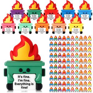 Gejoy 100 Pcs Mini Rubber Dumpster Toys Positive Mini Dumpster Figures to Hide It's Fine Gifts Decorations and Encouragement Birthday Motivational Gifts for Colleague Staff Teacher
