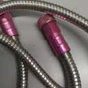 YANWOO 304 Stainless Steel 5 Feet Female to Female Garden Hose with Pink Male to Male Connector for Garden Hose Reel Cart (5ft)