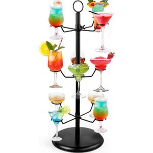Cocktail Tree Stand Champagne Tower: 3 Tiers 12 Holders Drink Tower Wine Glass Holder Stand for Champagne, Cocktails, Martini, Margarita Cups at Weddings, Bridal Shower, Parties, Events, Party