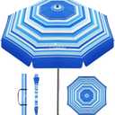 UIRWAY Beach Umbrella, Heavy Duty Windproof Beach Umbrellas with Sand Anchor & Tilt, Sun Protection Portable Beach Umbrella with Carrying Bag for Beach, Patio Garden Pool Outdoor (8.5FT, Seaside Blue)
