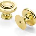 khtumeware 4 Pack Large 1-3/4 Inch Cabinet Knob, Metal Zinc Alloy Handle, Polished Brass Drawer Handle, Bifold Closet/Wardrobe/Cabinet/Bathroom Cabinet Door Knobs, Durable