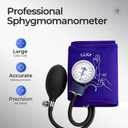 Professional Aneroid Sphygmomanometer, Blood Pressure Cuff Manual, Precision Copper & Brass Movement, Medical-Grade Reinforced PVC Tubing, Ideal for Doctors, Nurses, and Students (Blue)