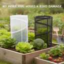 2 Pcs Pop Up Mesh Plant Protectors, 21 x 13 Foldable Garden Cover, Specifically Designed for Outdoor Vegetables, Seedlings & Flowers, Animal Barrier Cloches with Stakes (White)