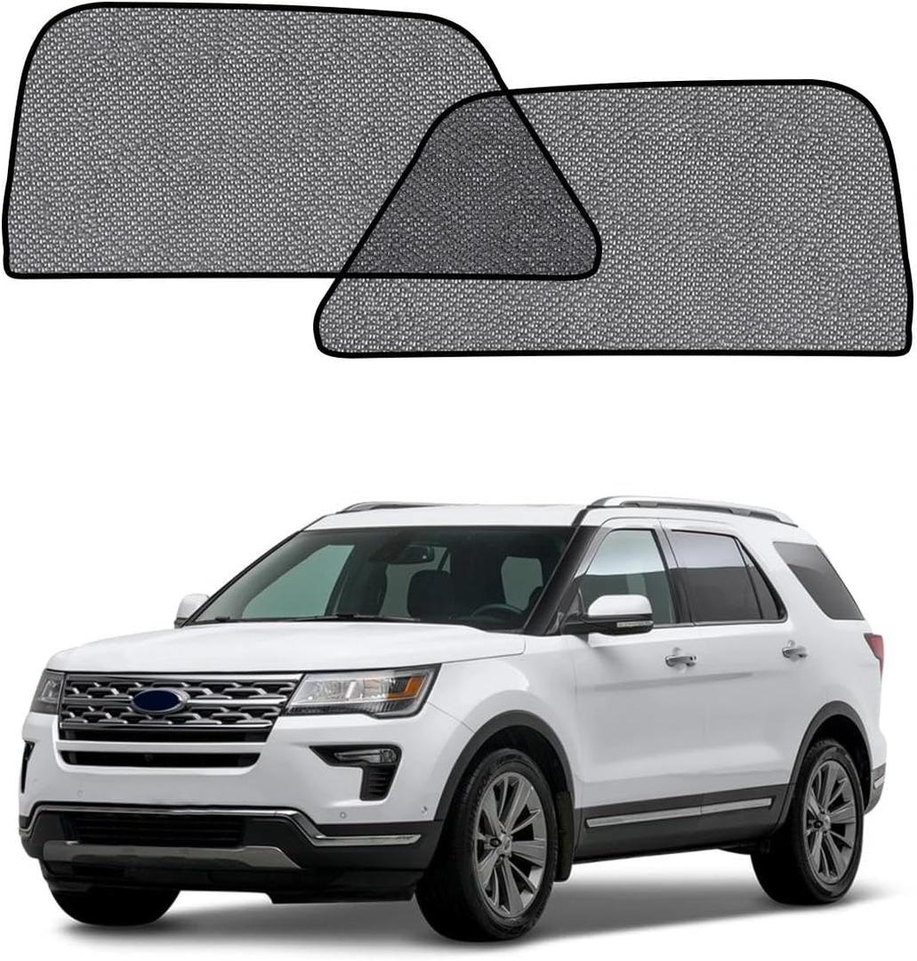 Car Window Shade for Ford Explorer 2011-2019,2 Pack UV & Glare Protection, Breathable Privacy Screen, Insect & Bug Blocker Magnetic Mesh Side Rear Sun Shades for Baby Camping, Napping & Travel