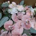 Ling's Moment Dusty Rose Bridal Bouquet Cascading, Pink Wedding Bouquets for Bride, 15 Inch Bride Bouquet Orchids Artificial Wedding Flower Bouquet
