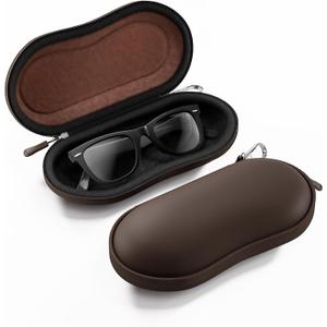 ProCase Sunglasses Case, Hard EVA Shell Shockproof Eyeglass Case for Men Women with Metal Hanging Hook and Velvet Lining, Travel Zipper Sport Glasses Holder Organizer for Gifts- Chocolate