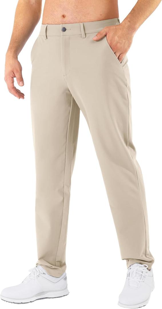 Mens Golf Pants Stretch Classic Fit Dress Pants 30"/32"/34" Quick Dry 6 Pockets Water-Resistant Casual Trousers 34Wx30L
