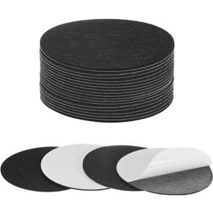 20-Pack Lamp Base Felt, 4.5 Inch Dia. 2mm Thick Self Adhesive Round Fabric Felt Pads for Lamp/Furniture/DIY, Non-Slip Fiber Backed Patch Circles with Adhesive Backing [Black]