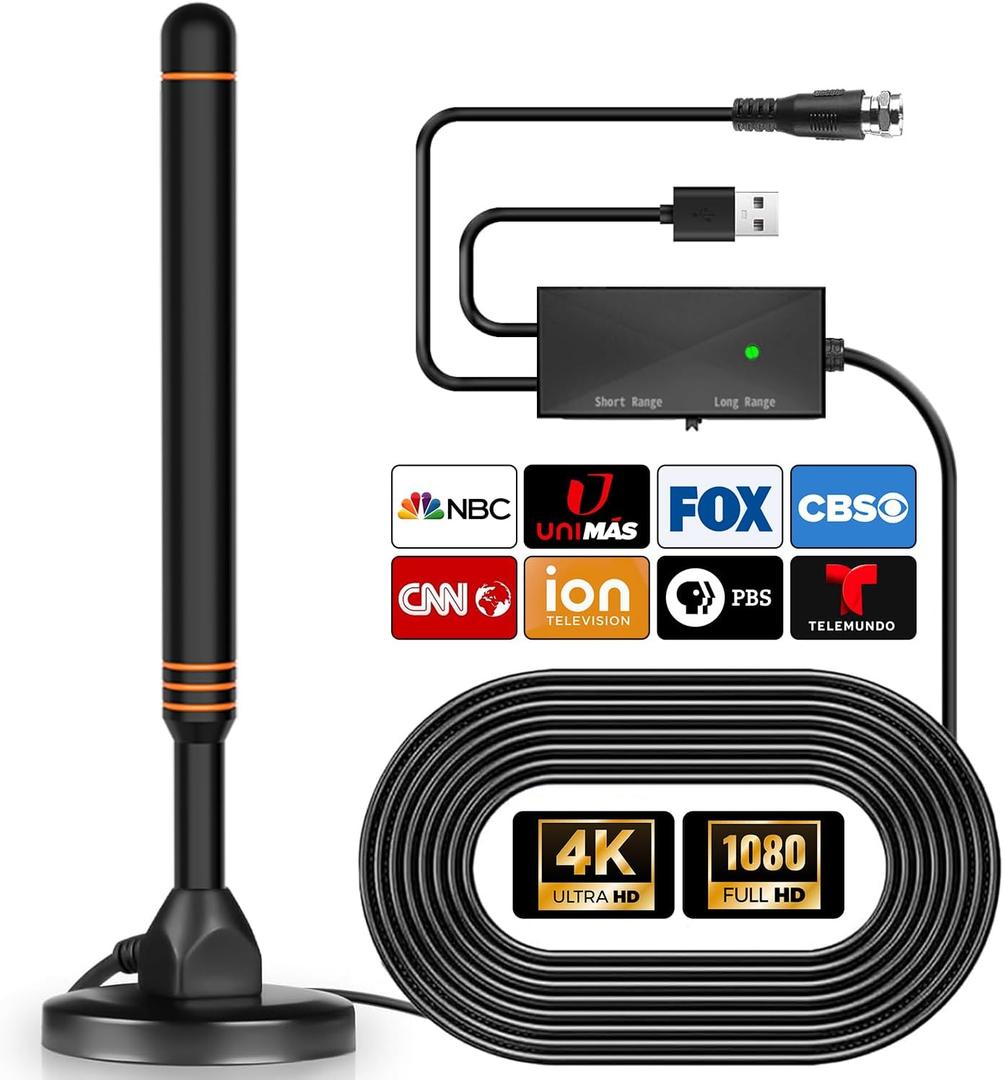TV Antenna-Smart TV Antenna 600+ Miles Coverage Range, HD Digital TVs Antenna for Local Channels, Support 4K 1080P & Signal Amplifier, 18ft High Performance Coax Cable, Support All TVs-Orange TV Antenna-Smart TV Antenna 600+ Miles Coverage Range, HD Digital TVs Antenna for Local Channels, Support 4K 1080P & Signal Amplifier, 18ft High Performance Coax Cable, Support All TVs-Orange