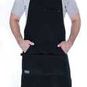 Hudson Durable Goods Professional Grade Chef Apron for Men and Women, 100% Cotton Work Apron for Kitchen, BBQ, and Grill, with Large Pockets for Tools, Towel Loop, Crossback Design - One Size, Navy