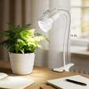LED Grow Light, Dual-Head 5000K White Full Spectrum Clip-on Gooseneck Plant Lamp for Indoor Desk Plants Growing with 4/8/12H Timer, Bulb Replacement & Smart Plug Compatible (12W Equivalent 80W)