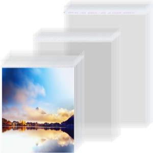 Zonon 120 Pieces Clear Cellophane Bags Self Sealing Clear Sleeves Transparent Sealing Bag for Art Print Photo Framing Mats and Craft Wrapping, 5 x 7 Inch, 8 x 10 Inch, 11 x 14 Inch