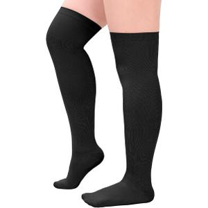 Plus Size Thigh High Compression Stockings for Circulation Support, Toeless Stocks for Men & Women, Beige 5X-Large (Beige-2)