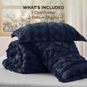 Bedsure Tufted Boho Comforter Set King Size - Navy Boho Bed Set, GentleSoft 3 Pieces Farmhouse-Style Embroidery Bedding, Gifts for Woman, Soft Jacquard King Comforter for All Seasons