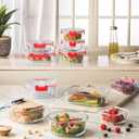 FineDine 24 Piece Glass Storage Containers with Lids - Leak Proof, Dishwasher Safe Glass Food Storage Containers for Meal Prep or Leftovers, Red