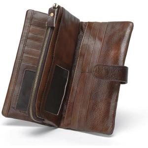 Women's RFID Blocking Genuine Leather Wallet Vintage Hand Rubbing Wallets Organizer | RFID Blocking, Vintage, Hand Rubbing, Organizer