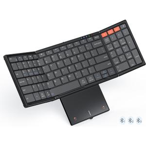 MEETION New Foldable Bluetooth Keyboard with Touchpad, Portable Wireless Keyboard with Numeric Keypad, Full-Size Rechargeable Business Travel for iPad Phone Laptop PC iOS, 2026 New Upgrade (Black)