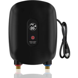 Under Sink Tankless Water Heater, Electric, 110V/120V, Point of Use, Instant Hot Water, Compact Design, Easy Installation for Kitchen, Bathroom, RV & Apartment. (Black)