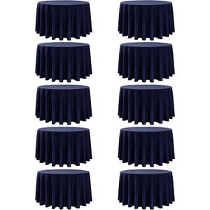 10-Pack Navy Blue Round Tablecloths, 108 Inches, Stain-Resistant Polyester for 4-5 Ft Round Tables - Washable Table Covers for Weddings, Banquets, Birthday Parties, Events