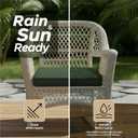 Outdoor Chair Cushions, Water-Resistant & Fade-Resistant, Patio Furniture Seat Replacement Chair Pads with Ties Zipper, Removable Cover, Non-Slip Bottom, Set of 6, 18.5 x 16 Inch, Olive Green