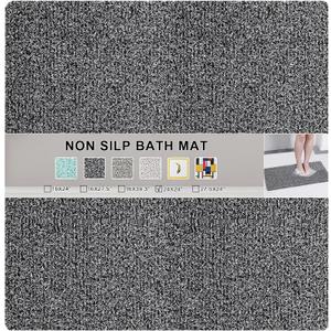 Nonslip Bathtub Mat, Anti Slip Bath Mat 0.6" Extra Thick, Quick Dry Bath Tub Anti Slip Shower Mat, Loofah Non-Slip Bath Mat for Tub Bathroom Pool Kitchen Entryway Home Hotel(Black 24x24)