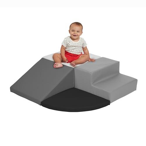 SoftScape Toddler Playtime Corner Climber, Indoor Active Play Structure for Toddlers and Kids, Safe Soft Foam for Crawling and Sliding (4-Piece Set) - Gray/Light Gray, 11619-GYLG