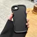 Slim Fit Case for iPhone 8 Plus and iPhone 7 Plus 5.5-Inch, Wave Frame, Cute Soft TPU Thin Protective Phone Cover for Women, Black