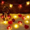 Happy Trees Valentine String Lights, 10 FT 20 LED Heart Shape String Light, Fairy Lights Battery Operated Timer, Valentines Garland Valentine Decor for Indoor Outdoor Wedding Anniversary Holiday Party (Red & White)