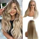Belaved Highlight Ash Brown Lace Front Wigs Human Hair HD Frontal 100% Real Human Hair Ombre Pre Plucked Glueless 180% Density Seamless 13x4 Straight for Women Natural Hairline 16 Inch