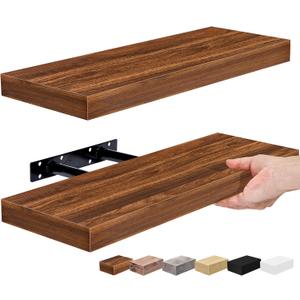 Sorbus Floating Shelves for Wall  16 Inch Floating Shelf for Kitchen, Bedroom, Living Room, Bathroom, Home & Wall Decor - Mounted Bathroom Shelves with Invisible Brackets (Walnut, 2 Pack)