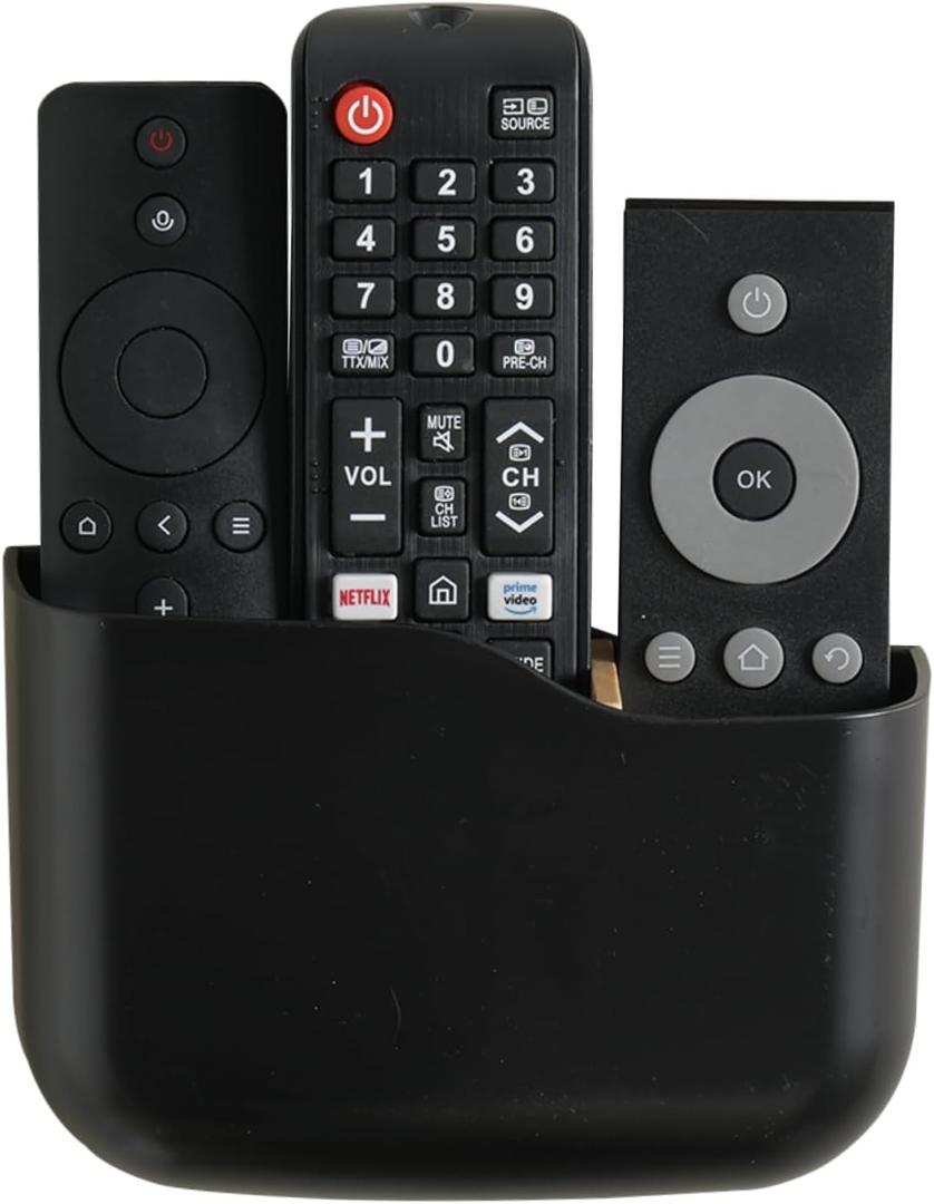 LINFIDITE TV Remote Holder Wall Mount Remote Control Holder for Bed Universal Bedside Wall Remote Holder Caddy Organizer Hole-Free Remote Control Holder (For 2 Or 3 Remote ControlsBlackQuantity1 (1Pack)