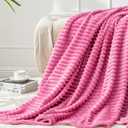 BEDELITE Fleece Throw Blanket for Couch – 3D Ribbed Jacquard Soft and Warm Decorative Fuzzy Blanket – Cozy, Fluffy, Plush Lightweight Hot Pink Throw Blankets for Bed, Sofa, 50x60 inches