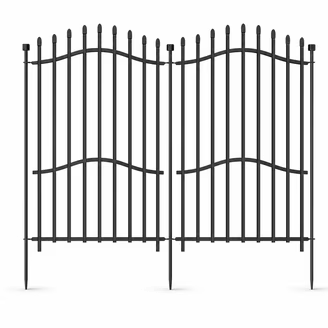 6 Panels Tall No Dig Garden Fence , Reinforced Square Tube Rustproof Animal Barrier, Decorative Metal Fencing for Dog Pet Play Areas Yard & Outdoor