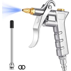 JASTIND Metal Air Blow Gun with Brass Adjustable Air Nozzle and Steel Extension, Air Compressor Attachments with 1/4IN Standard Quick Plug, Pneumatic Tools Air Blower Gun for Dust Removal