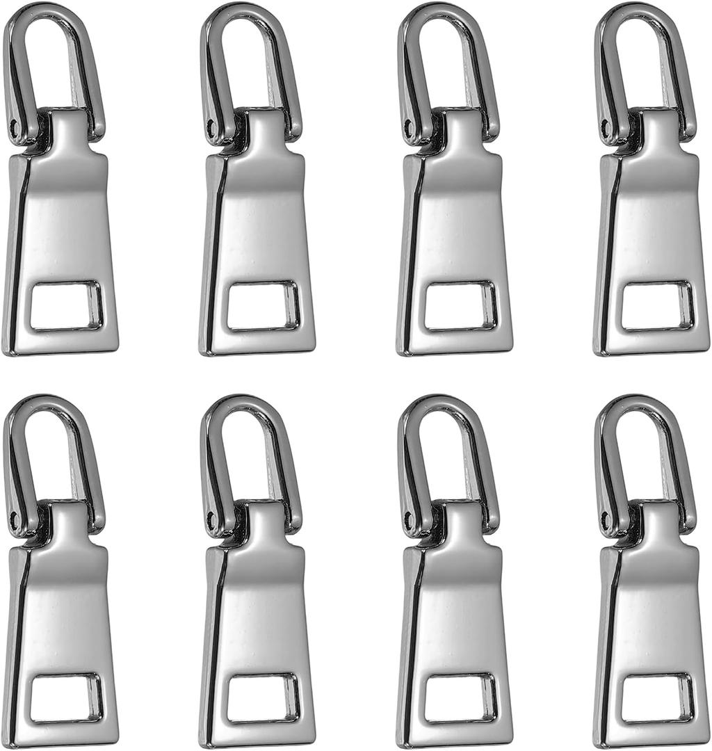 uxcell 8Pcs Zipper Pull Replacement, 1" Detachable Metal Zipper Handle Mend Fixer Tab Repair for Luggage Suitcase Backpack Jacket Bags Boots Coat Handbags, Gunmetal Black