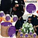 2 x 50 Pcs Funeral Favors Celebration of Life Favors for Purple Cork Coasters Bulk Round Absorbent Funeral Memory Cork Coaster with Bags Sympathy Gift for Memorial Party Guest Return Gifts