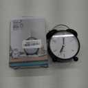 Twin Bell Loud Alarm Analog Alarm Clock, 4 inch Super Silent Non Ticking Small Clock with Night Light, Battery Operated, Simple Design, Old Fashioned, for Heavy Sleeper, Bedroom, Bedside, Desk, Black