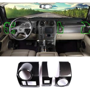 PIUGILH Fit for Hummer H2 2003-2007 Car Dashboard Side Air Vent Cover Frame Decor,Central Side Dashboard Air Vent AC Outlet Cover Car Interior (Carbon Fiber Pattern)